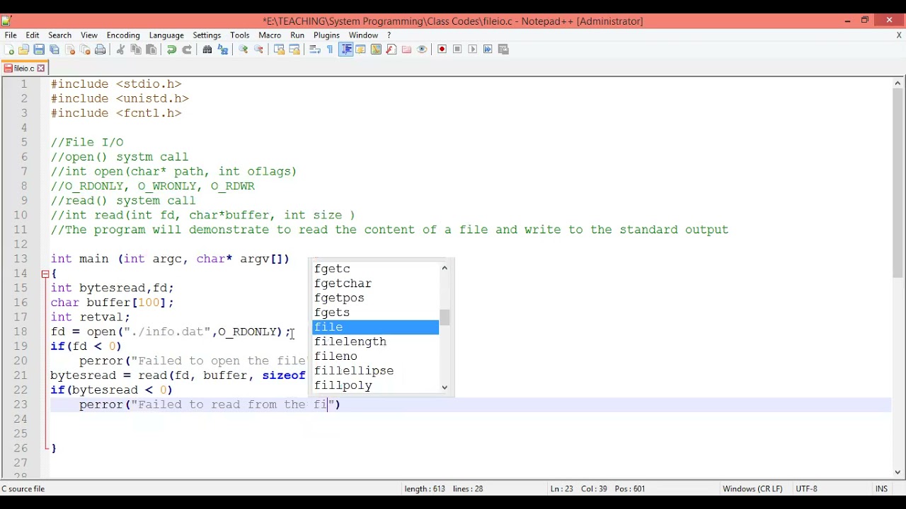 System Programming | Unix File input/output | read system call | write ...