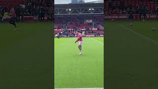 Forest’s Neco Williams warms up before the EPL clash with Liverpool #nffc #football #premierleague