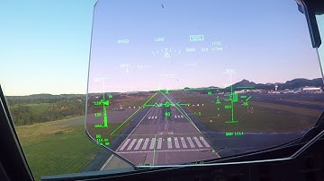 Live from the Airbus Cockpit - Another HUD video landing in Bergen texted