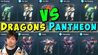DRAGONS VS PANTHEON Hangar - Who Wins? War Robots Skirmish Gameplay WR