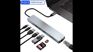 USB C Hub 8 In 1 Type C 3.1 To 4K HDMI Adapter, work with iPad