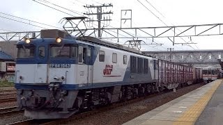 JR貨物 EF64-1043(遅れ3095レ) と EF66-105(1094レ) 清洲駅 貨物列車 離合