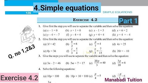 7th class maths|Chapter 4|🤷‍♀️Simple Equations| 💁‍♀️Exercise 4.2  |Q no 1,2&3 |part 1|With notes|