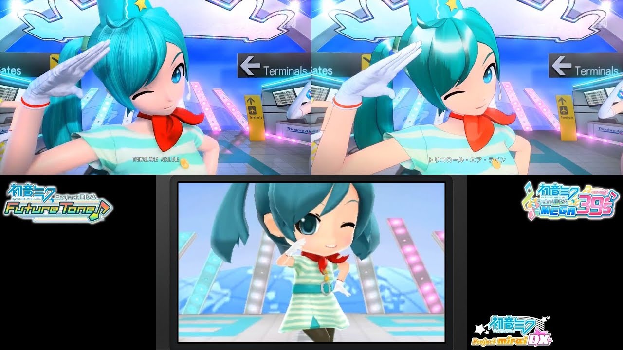 Tricolore Airline - Hatsune Miku: Project DIVA PV Comparison [Mirai DX, Future Tone, MegaMix]