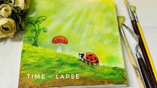 Lost in a Dream: The Ladybug's Wonderland / Acrylic Painting for Beginners / Time-lapse #5 screenshot 5