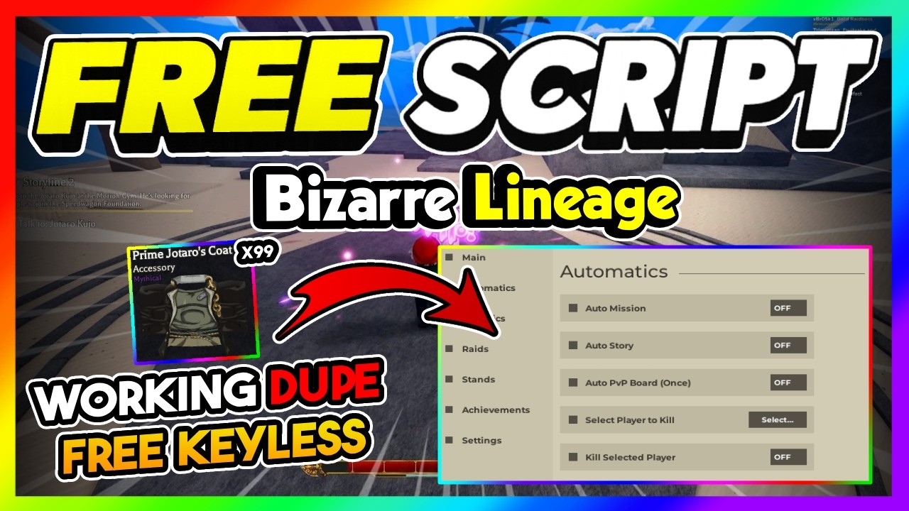 Bizarre Lineage Script GUI *NO KEY* - KILL AURA, AUTOFARM, COMPLETE ...