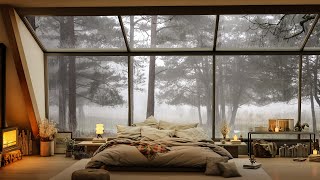 ☁️The Chilly Early Morning Air on Foggy Day in Cozy Bedroom With Smooth Jazz | Piano Music for Relax