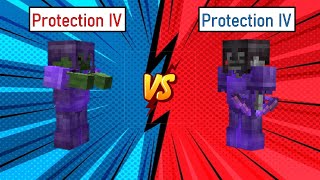 Netherite Zombie VS Skeleton with enchanted netherite armor ( Protection IV ) | minecraft mob battle