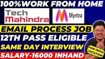 Tech Mahindra Email Support Work from home jobs | Tech Mahindra chat jobs Online | Email job at home