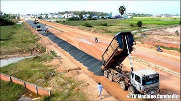 Excellent Dozer Pushing | Motor Grader Techniques Grading | Roller Soil Compactor Highway Road