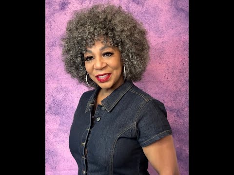 Luvwin Hair Salt & Pepper Ringlet Curls with Bangs Wig