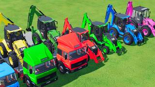 Transporting backhoe loaders Double Flatbed Trailer truck vs bachoe loader Game Farming Simulator 22 screenshot 4