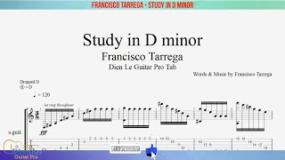 Francisco Tarrega - Study in D minor - for Guitar Tutorial with TABs