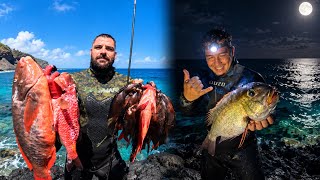 Day & Night Spearfishing in Hawaii! Big Fish & Lobsters Diving | Catch & Cook