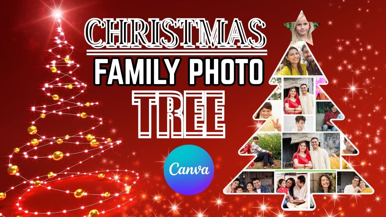How To Create Christmas Family Photo tree Collage In CANVA, How To Make Family Photo Tree Frame Hack