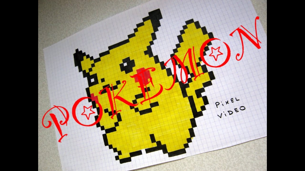 Видео как рисовать пикачу по клеточкам