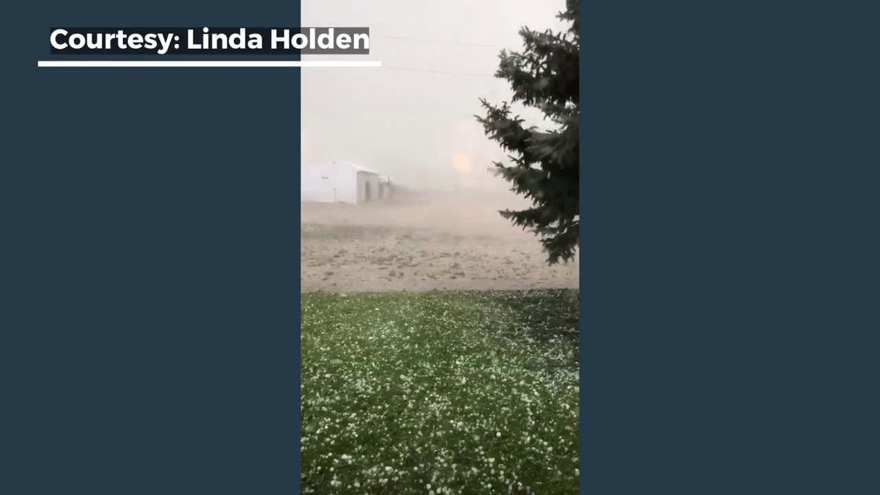 Severe thunderstorm with golf ball sized hail hits - YouTube