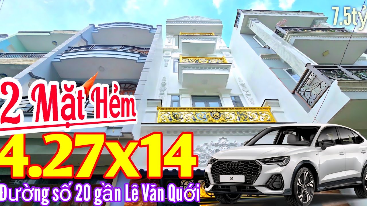 Nhà bán Bình Tân 57m², 5 Phòng 2 MẶT HẺM XE HƠI đường 20 gần Lê Văn Quới, sổ hồng riêng 