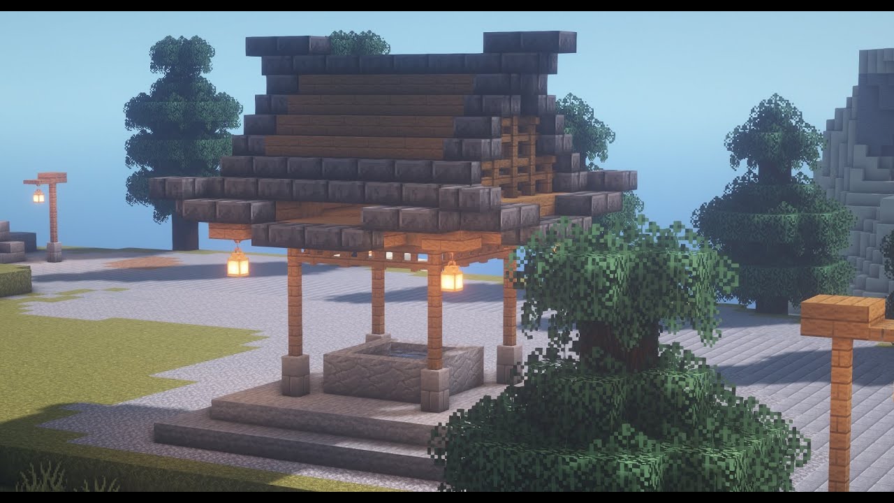マイクラ 手水舎建築 和風建築 マインクラフト Youtube