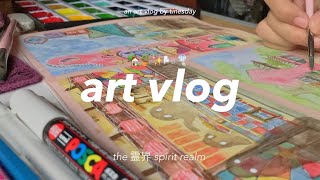 art vlog 🎨🏡 painting the spirit realm from spirited away 🌱