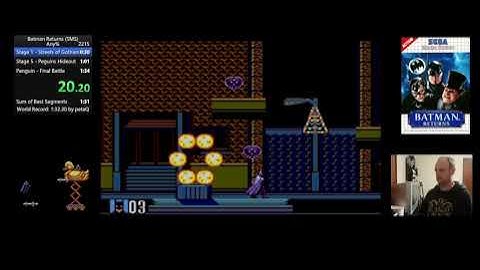 Batman Returns Any% Speedrun in 1:32.67 - Sega Master System