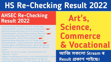 HS Re-Cheking Result 2022/ Arts, Science, Commerce & Vocational Re-Checking Result/AHSEC Result