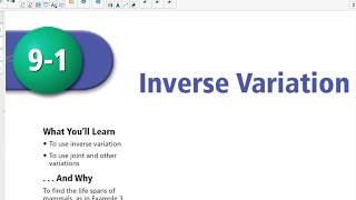 Alg 2 9.1 Inverse Variation pt 1