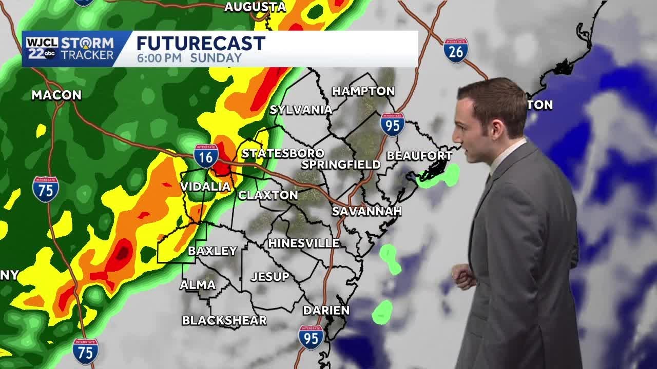 Scattered showers and thunderstorms possible on Sunday across Southeast Georgia and the Lowcountry