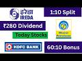 IREDA, HDFC BANK, BPCL Stocks Declared High Dividend, Bonus & Split