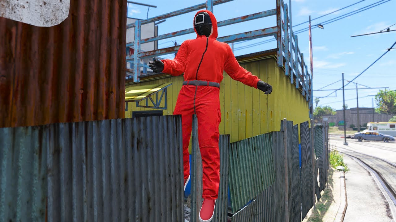 GTA 5 SQUID GAME GUARD RAGDOLLS/JUMP FAILS (Ragdolls Compilation) episode.09