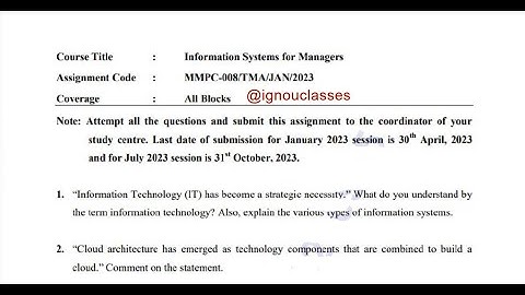 IGNOU MMPC-008 Solved Assignment Jan 2023 | July 2023 [FREE] | MBA | Information System for Managers