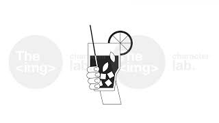 Holding cocktail summer drink bw outline 2D hand animation
