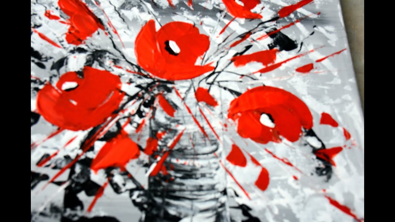 Red Poppies STEP by STEP Acrylic Painting/abstract painting/ABSTRACT ...