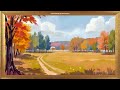 Field in Autumn | Gold Framed Art | Oil Painting | Screensaver 4K | No Sound Video