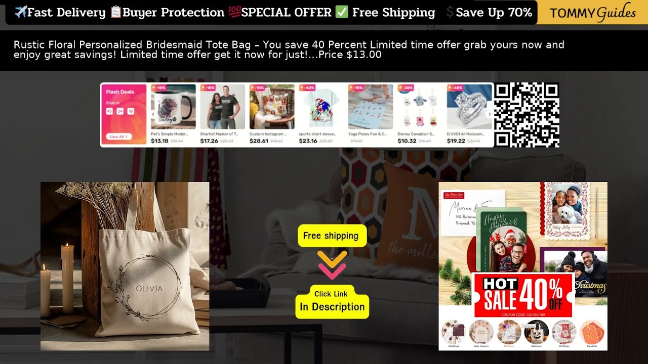 Rustic Floral Personalized Bridesmaid Tote Bag - Perfect Wedding Gift 