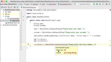 5. Interacting with the user using the JOptionPane class