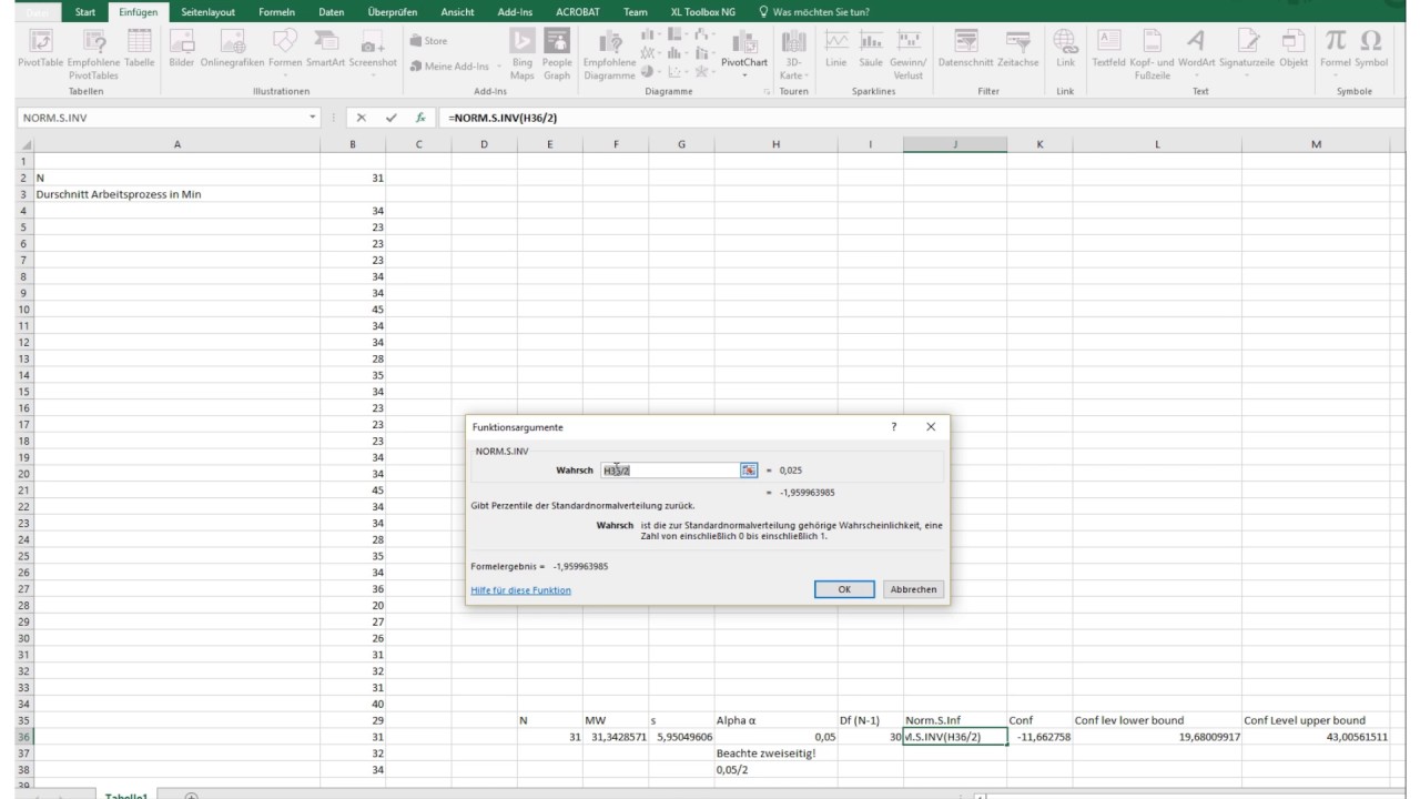 Konfidenzintervall In Excel 17 Berechnen Youtube