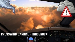 Crosswind Landing MSFS 2020 - Innsbruck late Evening Landing, dangerous Crosswind, GO around