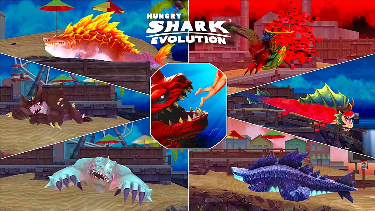 ALL HUNGRY SHARK EVOLUTION DIED ON LAND - GAMEPLAY - UNLOCKED ALL ...