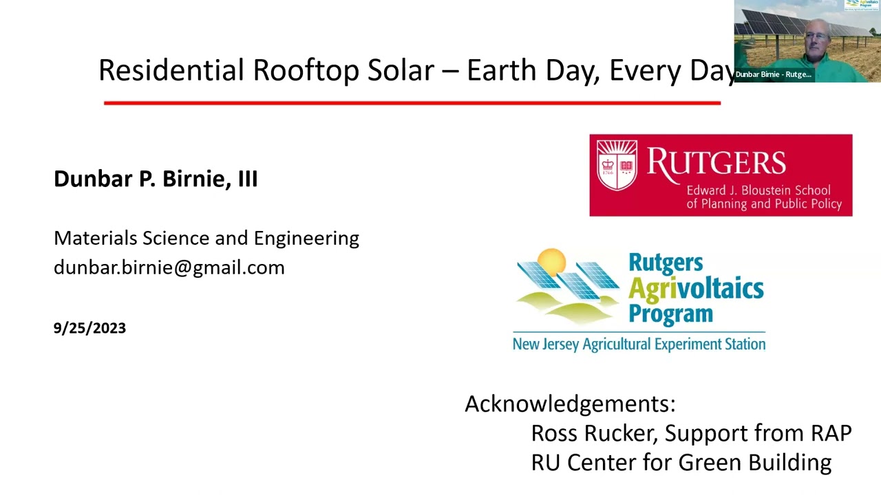 September 25, 2023: Residential Rooftop Solar for a Greener Garden State