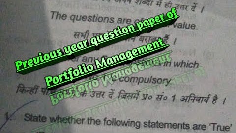 M.Com 4th semester (2019)Question paper of security analysis & portfolio management.// VBU & BBMKU//