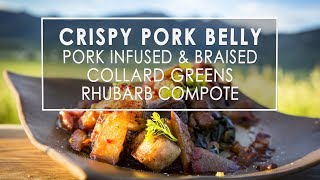 Crispy Pork Belly, Pork Infused Braised Collard Greens