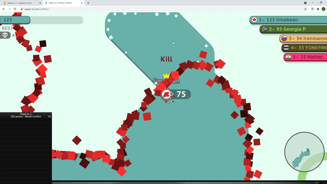 World Conflict in 03:47.233 by Vinny121 - Paper.io 2 - Speedrun