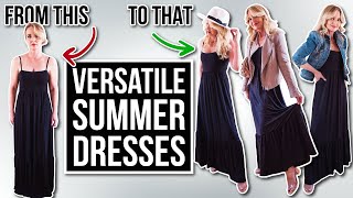 12 Easy & Effortless Summer Outfits Using Only 2 Casual Dresses (Over 40)