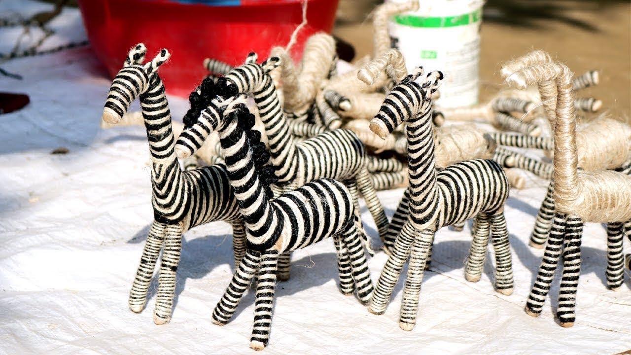 পাট দিয়ে জেব্রা তৈরি // jute craft making step by step