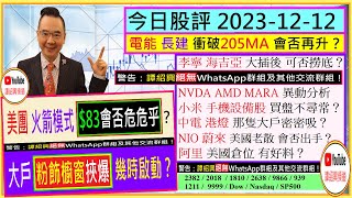 美團  $83會否危危乎？😬/電能 長建 突破205MA會否再升？/ 小米 手機設備股 買盤不尋常？😜/ NVDA AMD MARA NIO 分析👈/李寧 海吉亞 可否撈底🤔/2023-12-12