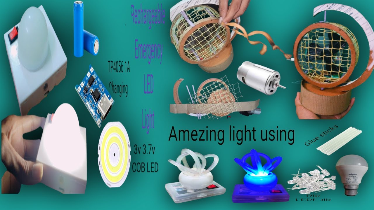 How to make mini table fan and rechargeable emergency light our