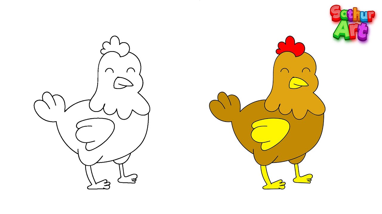 How to draw Hen | Simple steps to draw a Hen for kids | SathurArt