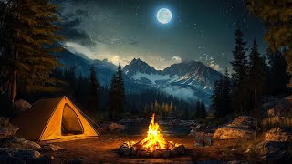4K Summer Campfire Ambience at Frog Lake w/ Crackling Fire, Frogs, Crickets & Summer Night Sounds⛺