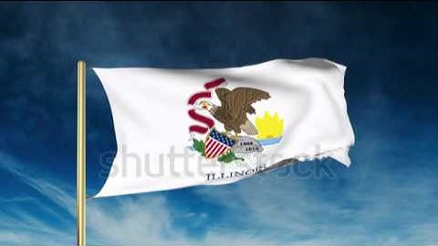 illinois flag slider style. Waving in the win with cloud background animation Stock video by